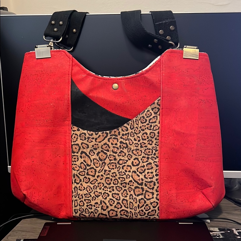 Brand New 
Stylish Red and Leopard Print Tote Bag
